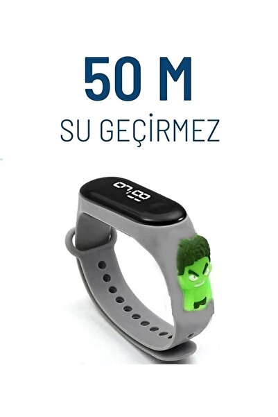 ZAVİRA Çocuk Kol Saati Led Dokunmatik Su Geçirmez Hulk Gri