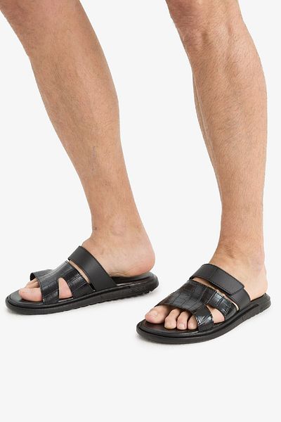 DeFacto Men's Flat Sole Faux Leather Slippers E6246Ax25Hs
