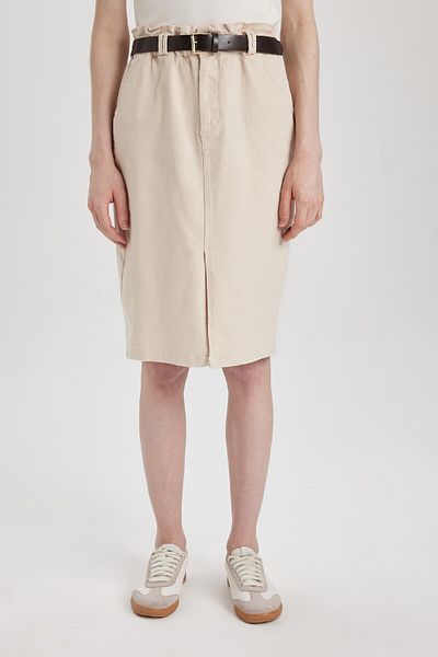 DeFacto Pencil Normal Waist Slit Gabardine Midi Skirt C2588ax24sp