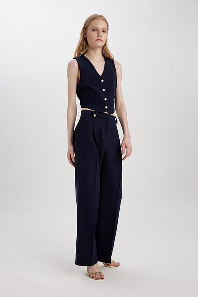 DeFacto Wide Leg Wide Long Leg Trousers High Waist Pocket B9807Ax24Sp