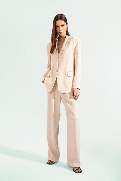 DeFacto Linen Blended Palazzo Trousers Wide Leg Double Pockets High Waist Wide Loose Leg Z5533Az24Sm