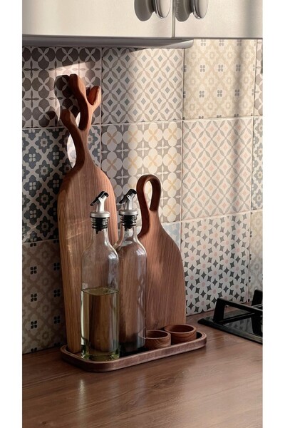 inwood Ahşap 2'li Zeytin dalı Kesme Tahtası Sunum ve Servis