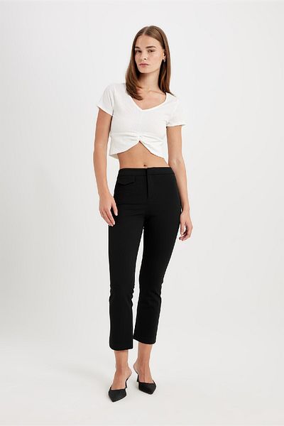 DeFacto High Waist Flare Fit Trousers - Ornamental Pocket D4787AX24HS