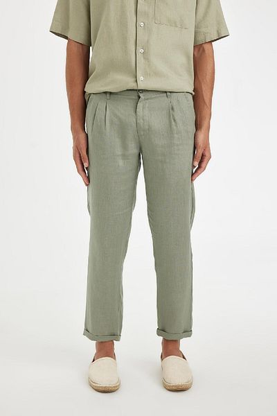 DeFacto Καλοκαιρινό υφασμάτινο παντελόνι Normal Cut Crop Double Leg C1826ax24sm