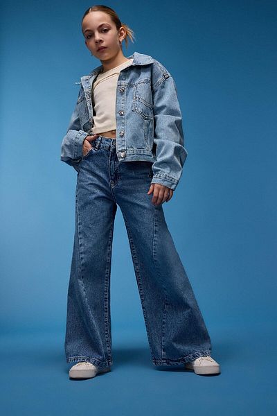 DeFacto Pantaloni de jeans pentru fete cu picioare late D9697A825SM