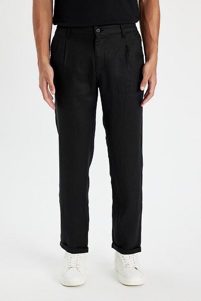 DeFacto Καλοκαιρινό υφασμάτινο παντελόνι Normal Cut Crop Double Leg C1826ax24sm