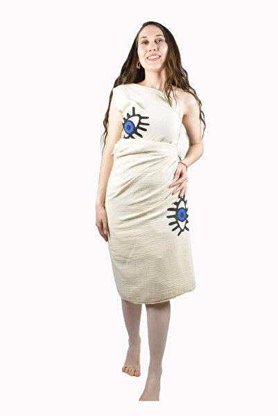 FACCİ منشفة موسلين قطنية مطبوعة بنمط العين بيشتيمال هامام موسلين 90 × 180 سم