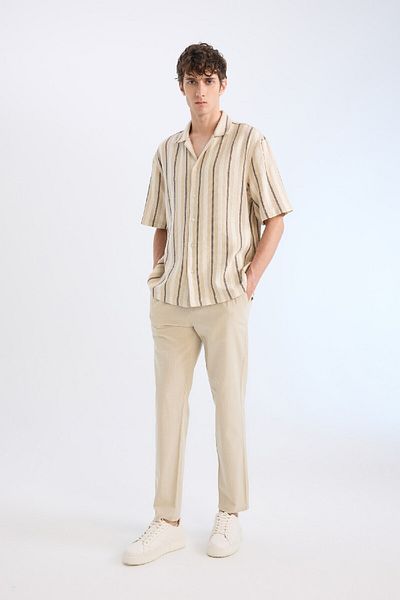 DeFacto 100% βαμβακερό λινό look Summer Jogger Παντελόνι Skinny Leg Μέση με κορδόνια Ελαστική τσέπη Z6475az25sp