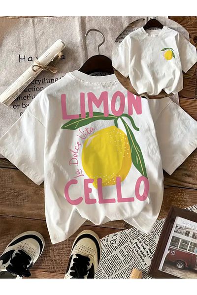 AEMİ Μπλουζάκι Unisex Lemon Back Printed 100% Cotton Oversize