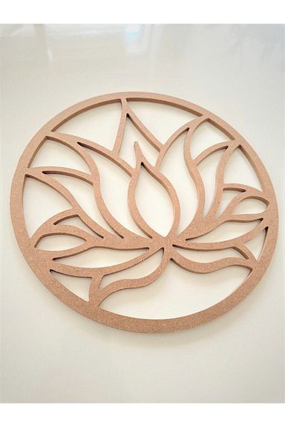 DEKOLOBİ Ξύλινη τροχαλία με μοτίβο λουλουδιών Lotus / 6 mm Raw MDF Paintable Lotus 40 cm