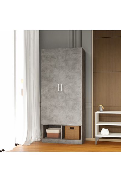 Mahmayi Modern 2 Door Wardrobe with Multiple Shelves