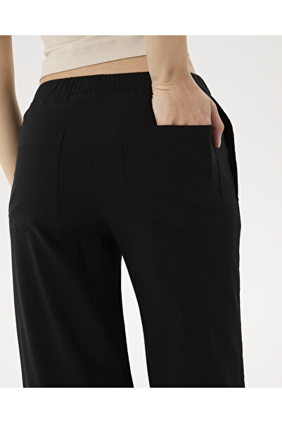 Ayma Active Black Waist Drawstring Casual Pants
