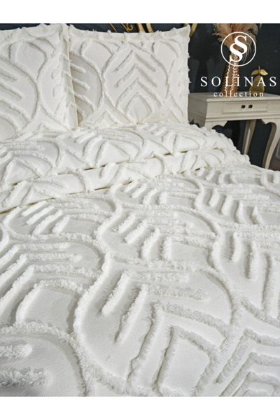 Solinas Collection Pera Krem Ince Pike Çift Kişilik Yatak Örtüsü