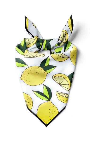 Modabutik Women's Lemon Patterned Bandana Yellow Dg0285-22 Snz
