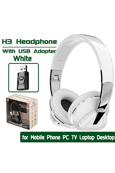 Choice1 White With Adapter H3 Headphone Bluetooth 5.2 Hifi Bass Wireless/Wire...