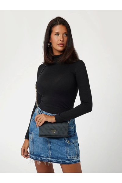 Guess Noelle Xbody Flap Organizer Women's Anthracite Mini Bag Hwbg7879750-Clo