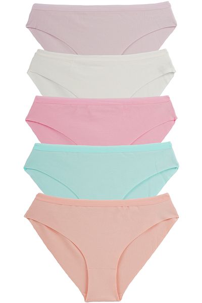 Nicoletta Women's 5-Pack Laser Cut Cotton Interlock Salmon Girdles