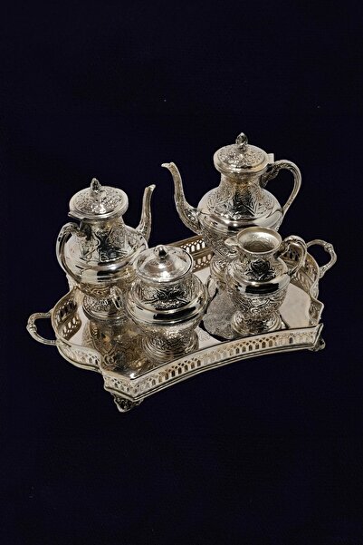 Ayşegül Yıldırım Old New ALBA Gümüş Kaplama Oval Gümüş Tepsi Seti