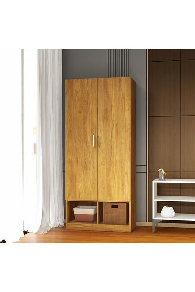 Mahmayi Modern 2 Door Wardrobe with Multiple Shelves