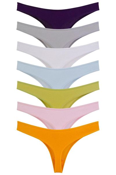 Nicoletta Women's Panties Thong 7 Pack Lycra Mustard
