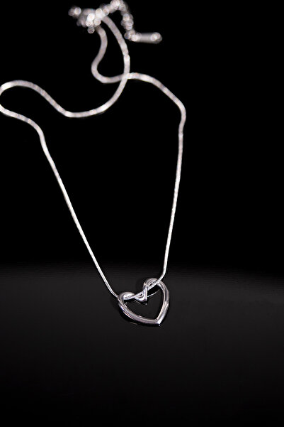 Zalifra سلسلة الحد الأدنى، شكل عقدة القلب، أنيق، رائع، هدية، قلادة فضية من ال...