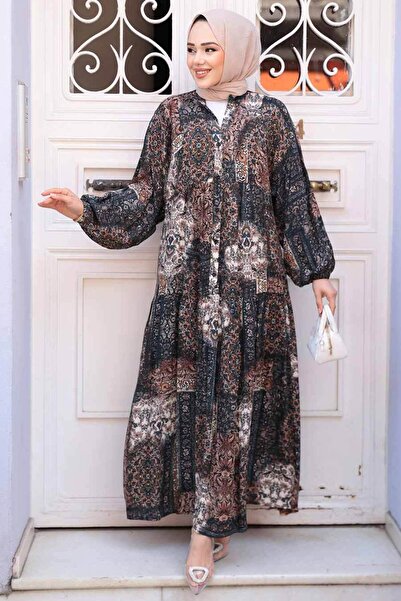N.S NEVA STYLE Patterned Mink Hijab Dress 52943V