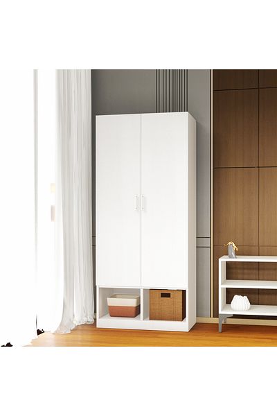Mahmayi Modern 2 Door Wardrobe with Multiple Shelves