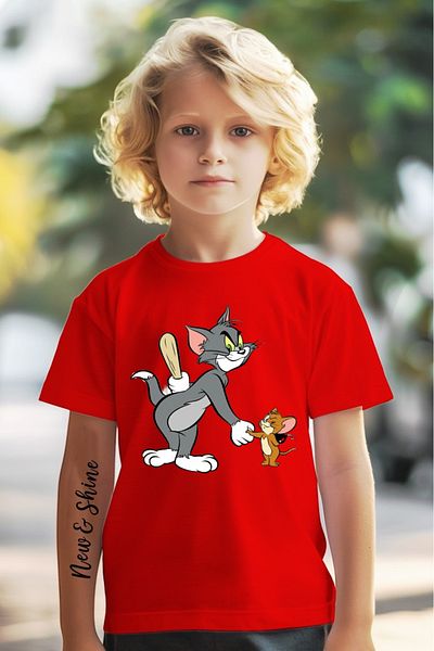 New Shine Tom and Jerry Printed Oversized Children's T-Shirt
