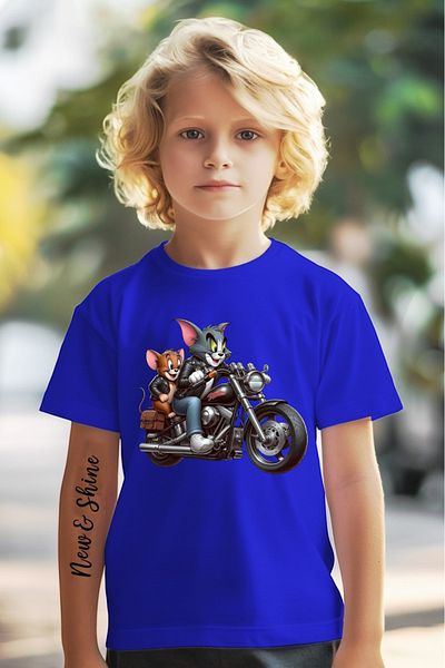 New Shine Tricou pentru copii supradimensionat cu imprimeu Tom și Jerry