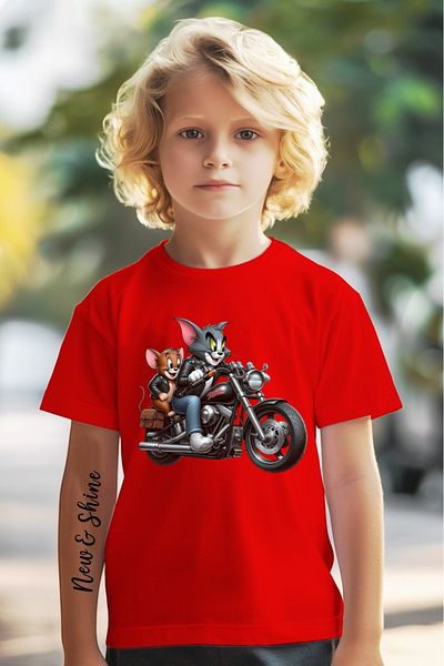 New Shine Tom and Jerry Printed Oversized Children's T-Shirt