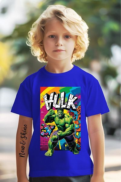 New Shine 1 tricou este un cadou pentru achiziții de 6 și peste în coș - Tricou pentru copii supradimensionat cu imprimeu Hulk