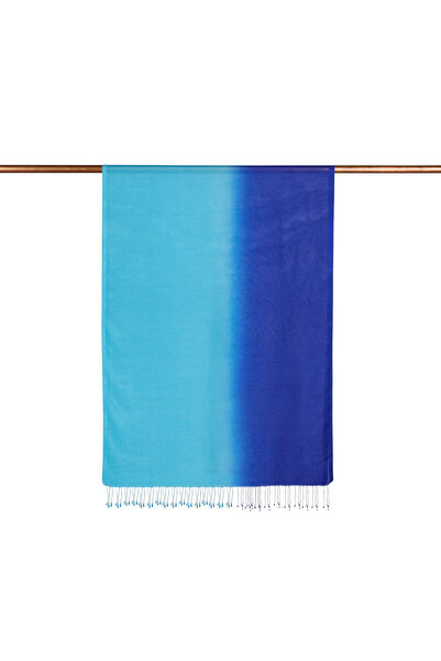 ipekevi albastru cobalt Şal de mătase cu gradient turcoaz