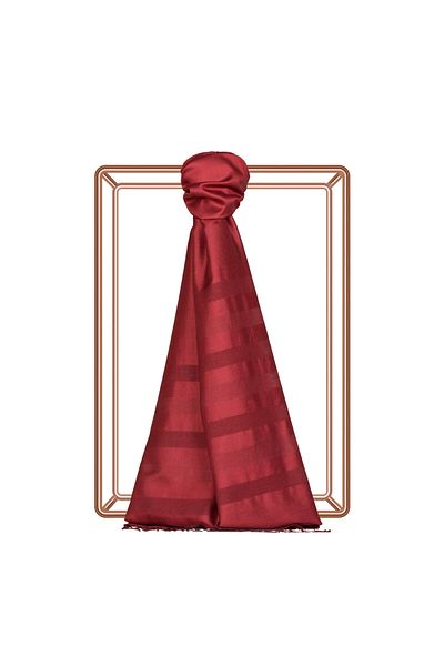 ipekevi Claret Red Mono Shutter Silk Shawl