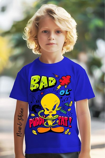 New Shine 1 tricou este un cadou pentru achiziții de 6 și peste în coș - Tricou supradimensionat pentru copii cu imprimeu Tweety