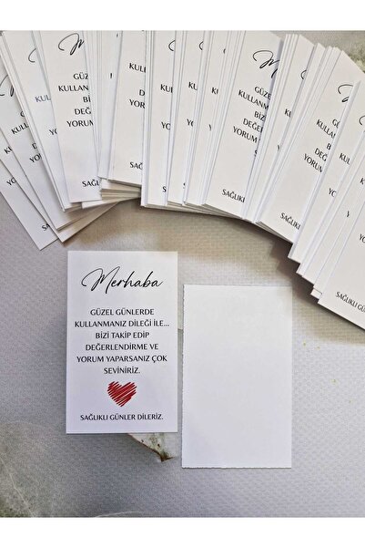 ETİKETİM Teşekkür / Not Kartı 5*8 cm  Kırmızı Kalpli - 30 ADET