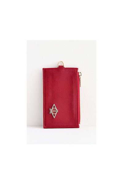 dellel Dellel Red Vegan Leather Zippered Card Holder
