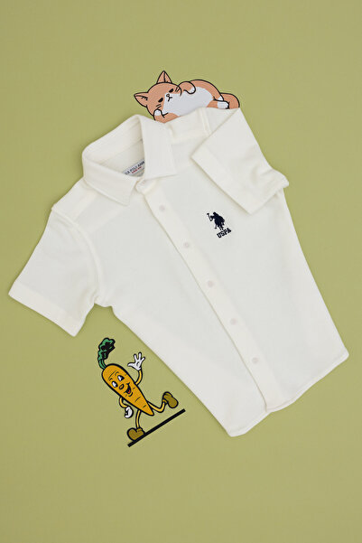 U.S. Polo Assn. Erkek Çocuk Beyaz Örme Gömlek 50300743-VR013