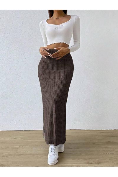 bemmoda Дамска пола от плат с цепка и шарки