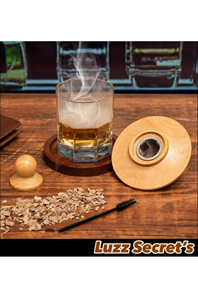 LUZZ SECRET'S Kokteyl & Viski Tütsüleme Set. 4 Farklı Tat. Doğal Ithal Ahşap Tütsü & Pürmüz Çakmak Hediyeli