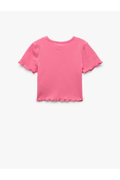 Koton Cotton Short Sleeve Crew Neck Butterfly Printed Crop T-Shirt
