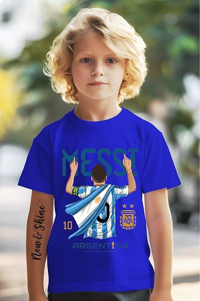 New Shine 1 tricou este un cadou pentru achiziții de 6 și mai sus în coș - Tricou pentru copii oversize imprimat Messi