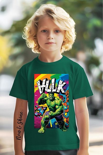 New Shine 1 tricou este un cadou pentru achiziții de 6 și peste în coș - Tricou pentru copii supradimensionat cu imprimeu Hulk