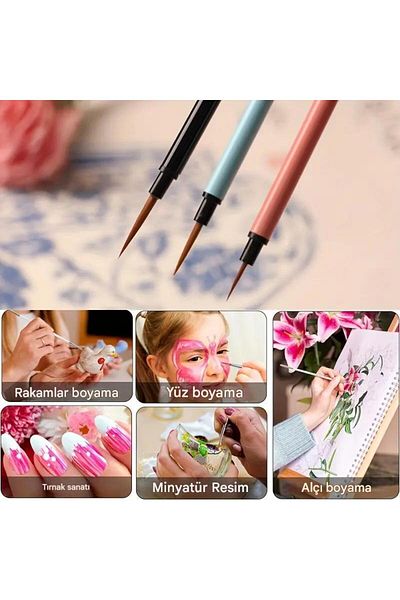 Sanathobi Set of Brushes for Release 3 Pcs, 1-2-3 Number 1. Quality-China, Ceramics, Gilding, Miniature, Painting,Line,Brush
