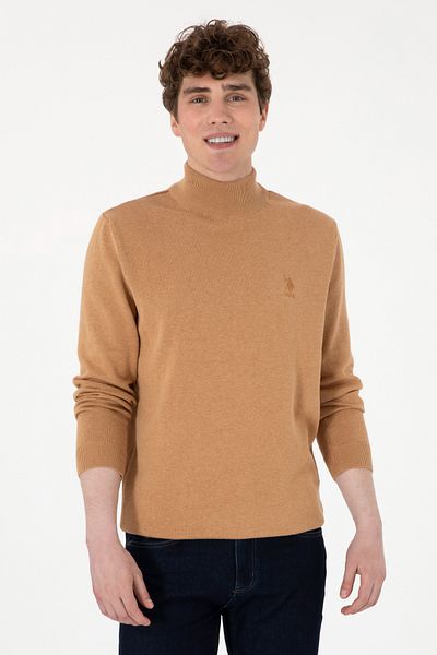 U.S. Polo Assn. Men's Camel Melange Basic Sweater 50288887 -Vr122