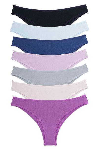 Nicoletta Πακέτο 7 γυναικεία εσώρουχα Lycra Brazillian INDIGO