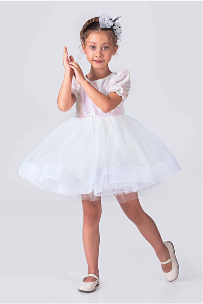 vestitino فستان راقصة الباليه بأكمام قصيرة للفتيات، تنورة توتو مزينة بالترتر