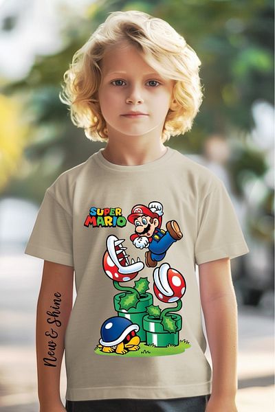 New Shine 1 tricou este un cadou pentru achiziții de 6 și peste în coș - Tricou pentru copii oversize cu imprimeu Mario