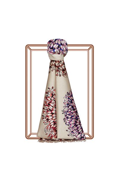 ipekevi Mink Star Flower Patterned Silk Shawl