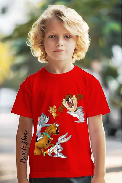 New Shine Looney Tunes Printed Oversized Children's T-Shirt