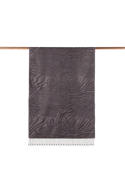 ipekevi Smoked Zebra Jacquard Patterned Silk Shawl